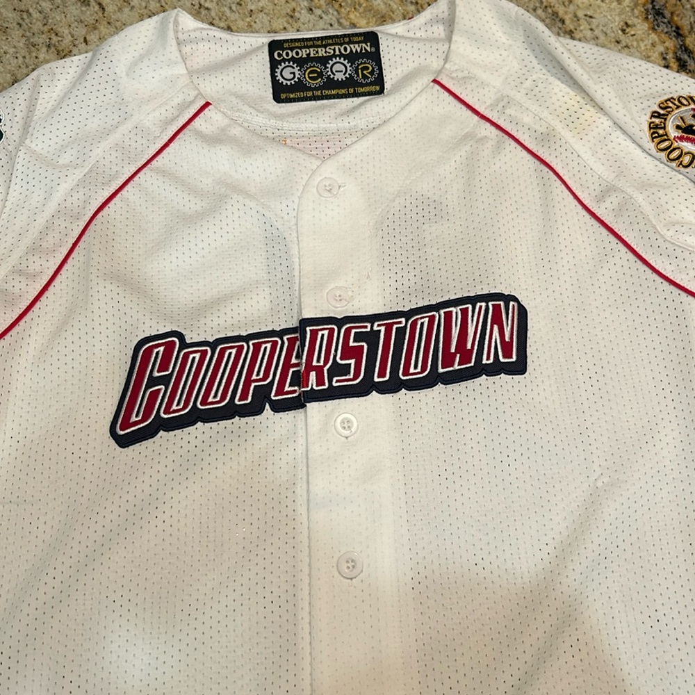 NWOT Cooperstown Baseball Jersey Green Monster All Star Patch White Size Large